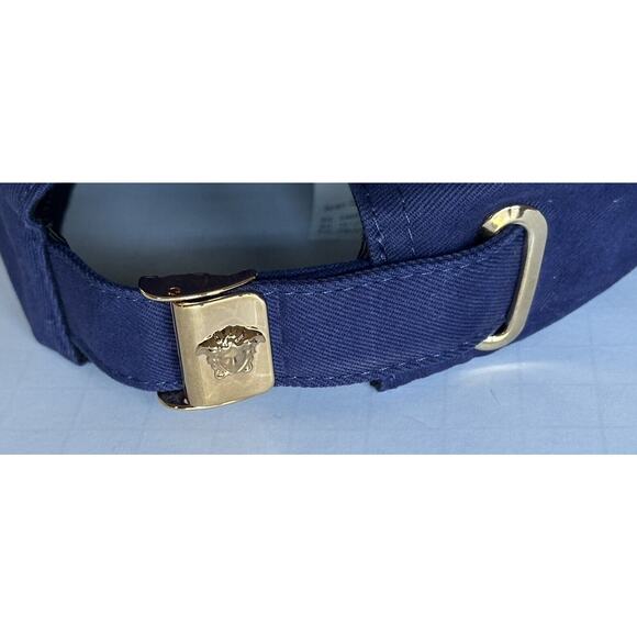 Versace Logo Drill Cotton Baseball Cap Hat Blue Size 60 Italy 1012752 NWT $550 main image 10